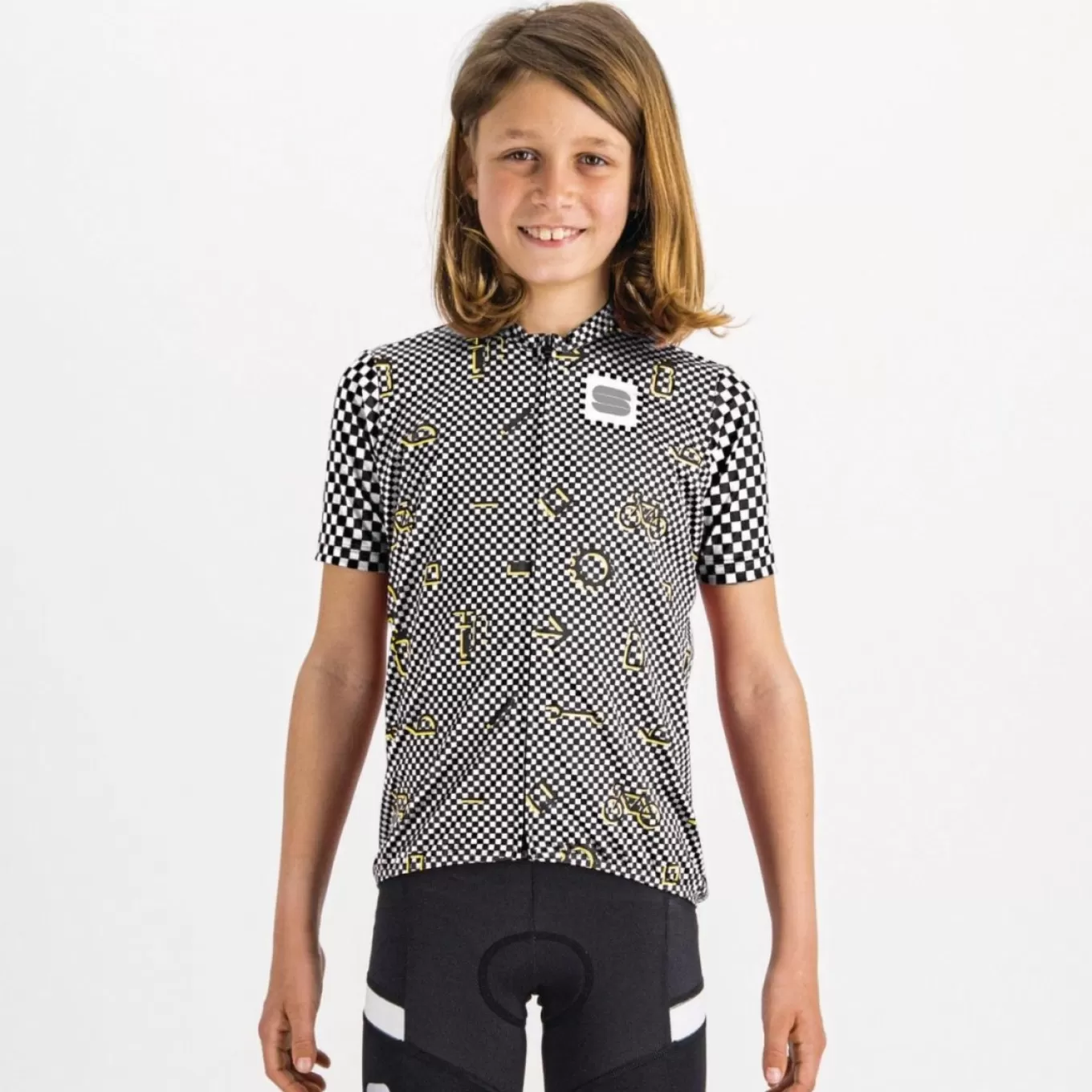 Sportful ^CHECKMATE KID JERSEY BLACK WHITE CEDAR