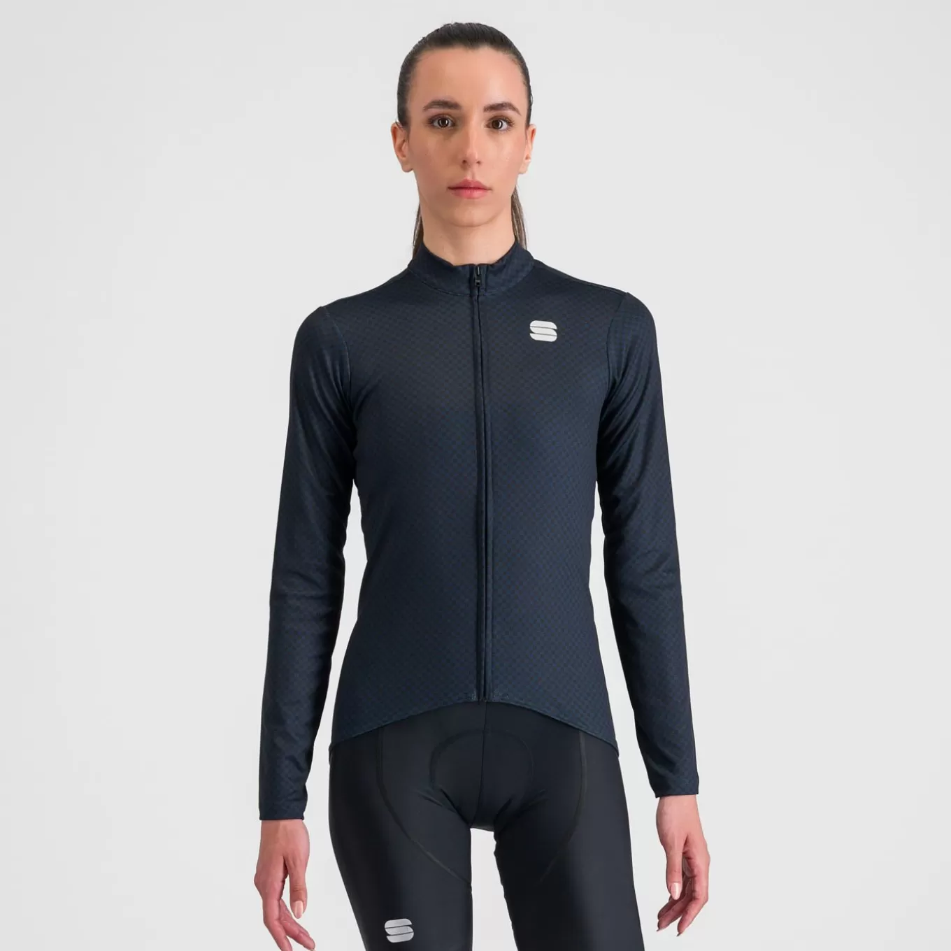 Sportful Route | Maillots^CHECKMATE W THERMAL JERSEY BLACK GALAXY BLUE POMPELMO